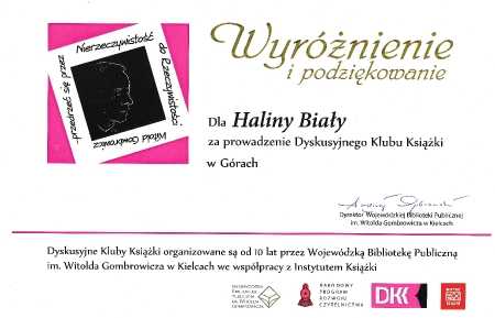 Świętokrzyskie Dyskusyjne Kluby Książki świętowały 10 rocznicę swej działalności